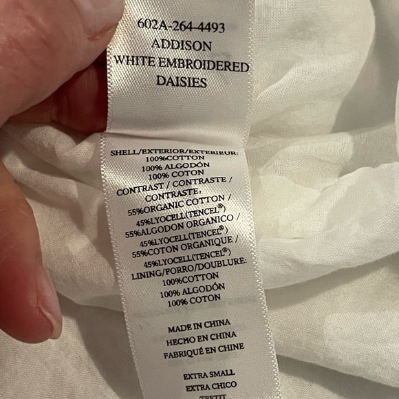 Rails Addison Mini Skirt, White Embroidered Daisies, Shirred Waistband, Size XS - Picture 7 of 14